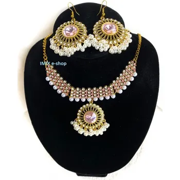 Náhrdelník Náhrdelník s náušnicemi set Asira v orientálním stylu - Zlato-růžový