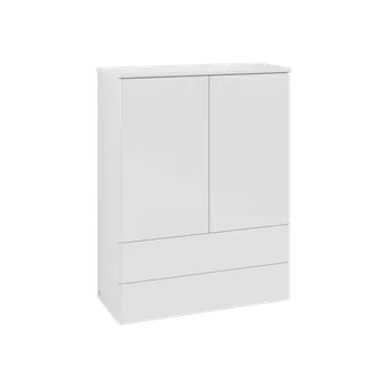 Komoda Villeroy & Boch Antao vysoká komoda, 81,4x103,9x35,6 cm, 2x zásuvka, 2x dvířka, s osvětlením, čelo bez struktury, Glossy White Laquer (K47100GF)