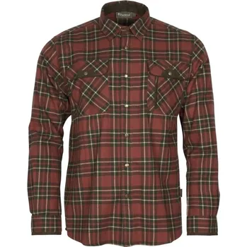 Pánská košile Pánská flanelová košile Pinewood Prestwick Exclusive - D. Terracotta/D. Green Velikost: 3XL