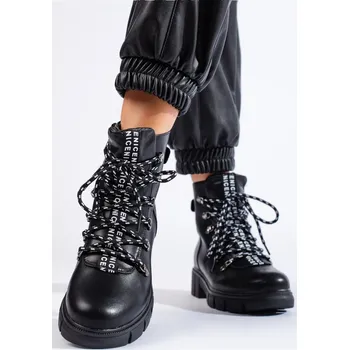 Dámská treková obuv ČERNÉ WORKERY NA PLATFORMĚ HX22-16284B Velikost: 36