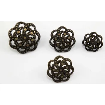 Knoflík Luxusní kovový filigránský knoflík - staromosaz - průměr 2,3 cm