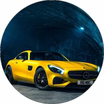 Jedlá dekorace na dort Jedlý papír Mercedes Benz- Coupe žlutý 19,5 cm
