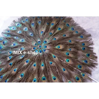 Karnevalový doplněk Obrovský paví kruhový vějíř z pavích pér Jednostranné