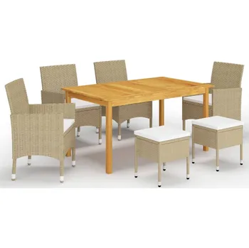 7dílný zahradní jídelní set béžový Béžová 3067779