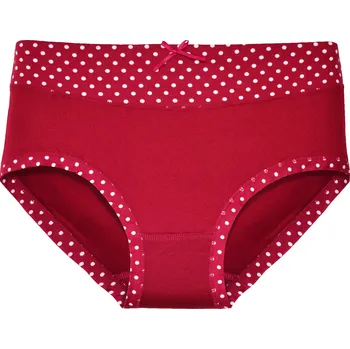 Kalhotky FINE WOMAN Dámské kalhotky 9080 vyšší s puntíky v pase Barva/Velikost: červená / S/M