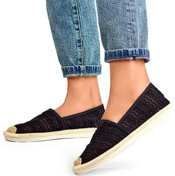 Dámské mokasíny síťované espadrilky, vzdušné dámské - Černé 38 Barva: Černá, Velikost: 38
