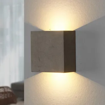 Lampička Nástěnné svítidlo LED Lindby Yva, šedá, beton, 13 x 13 cm, nahoru/dolů 2 x 2,4 W LED - Doprava zdarma