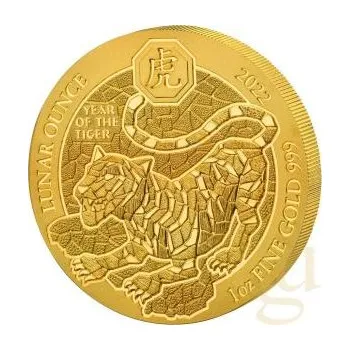 1 unce zlatá mince Rwanda Lunar tygr 2022