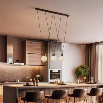 Eko-Light Závěsné světlo Capri s kulatými stínidly na lampu, tříramenné bílá, černá 3 x 7 W LED - Doprava zdarma