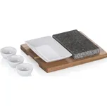 KELA Servírovací misky žhavý kámen XL Country akátové dřevo tmavě šedá 29,0x23,0x4,5cm KL-16629