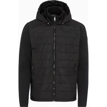 Pánská casual bunda PORSCHE DESIGN Hybrid cardigan Bunda svetr ze dvou materiálů na zip černá (Lehký, stylový kardigan s nylonovou kapucí.)