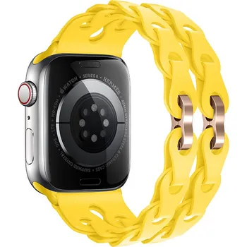 Příslušenství k chytrým hodinkám Silikonový řetízkový řemínek pro Apple Watch 42/44/45/46/49mm Barva náramku: Žlutá