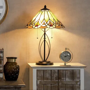Lampička Clayre&Eef Stolní lampa 5186 s jantarovým stínidlem jantarová 2 x 60 W - Doprava zdarma