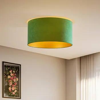 Duolla Stropní světlo Golden Roller Ø 60 cm tmavě zelená/zlatá - Stříška - Ø 17 cm, výška 9 cm tmavě zelená, zlatá 3 x 40 W - Doprava zdarma