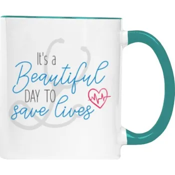 Hrnek malý barevný s potiskem Beautiful day to save lives