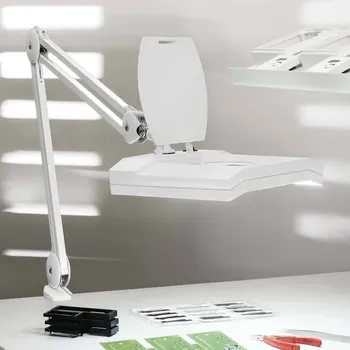 Lampička LED lupa MAULvitrum, bílá, objímka, kovová - Délka kabelu 160 cm; délka spodní tyče 41 cm; délka ramene lampy 41 cm; hlava lampy - délka 21,5 cm, šířka 30 cm; šířka upnutí 1 - 6,3 cm LED 7 W celkem - Doprava zdarma