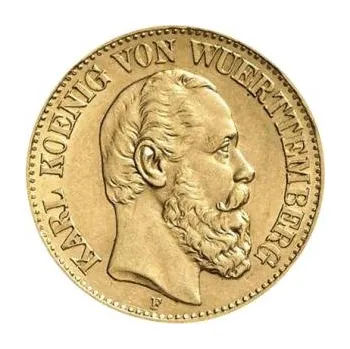 10 Mark zlatá mince Karl König von Württemberg