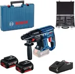 Profesionální sada: akumulátorové vrtací kladivo GBH 180-LI + 11dílná sada vrtáků SDS plus + 2× akumulátor GBA 18V 4.0Ah v kufříku BOSCH 0615990M33