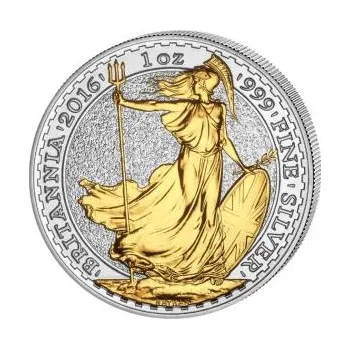 1 unce stříbrná mince Britannia 2016 teilvergoldet