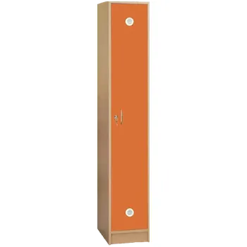 Šatní skříň STL - 180 - 30 šatní skříň dřevěná, 1-dveřová, šatní tyč, 1800x300x500, sokl, korpus buk royal/dveře pomeranč