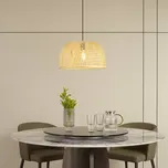 Závěsné světlo Lindby Dabila, bambus, Ø 45 cm, E27 - Výška stínidla na lampu 25 cm světlé dřevo 1 x 15 W LED - Doprava zdarma