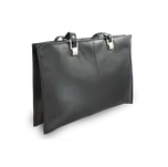 Černá kožená třízipová kabelka