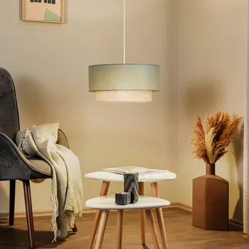 Duolla Závěsné světlo Boho Ø 45 cm 1flg. šalvějově zelená/juta - Stříška - Ø 10 cm, výška 3 cm zelená, hnědá, bílá 1 x 15 W LED - Doprava zdarma