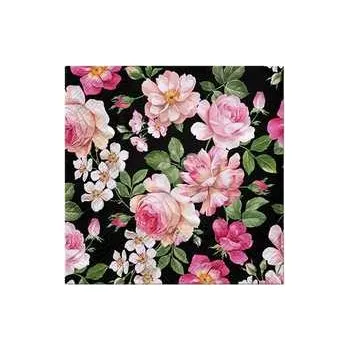 Papírový ubrousek Ubrousky PAW L 33x33cm 3 vrst. Roses Glory black [20 ks],rychlé dodání