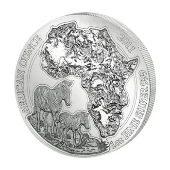 1 unce stříbrná mince Rwanda Zebra 2011 - leštěná deska