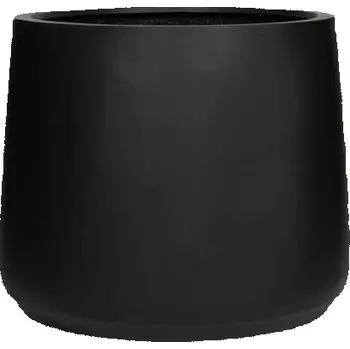 Květináč Pottery Pots Venkovní květináč kulatý Patt S, Black, kolekce Natural, kompozit Fiberstone, průměr 42 cm x v 35 cm, objem cca 45 l