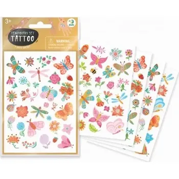 Odstranitelné tetování Dočasná tetování motýli a květiny – 4 listy