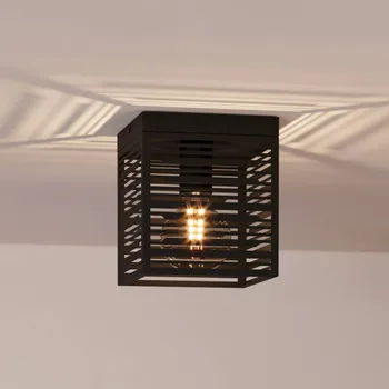 EGLO Stropní lampa Piedritas, černé čtvercové stínidlo černá 1 x 40 W - Doprava zdarma