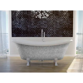 Vana Volně stojící vana AMELIA Glam - stříbrná - GLAM 02 - stříbrná, Bílé, 190 × 77 cm (VANALI190WG2) HOPA