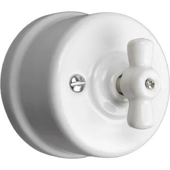 vypínač Elhard Nástěnný keramický otočný vypínač č.5, bílý