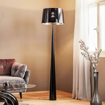 Lampička Aluminor Stojací lampa Totem LS s chromovanou úpravou černá - Ø noha 14 cm; výška stínidla 28 cm; délka kabelu 211 cm černý, chrom 1 x 12 W LED - Doprava zdarma