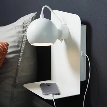 Lampička FRANDSEN Kulové nástěnné svítidlo USB bílé matné - Délka přívodního kabelu 250 cm bílý matný 1 x 25 W - Doprava zdarma