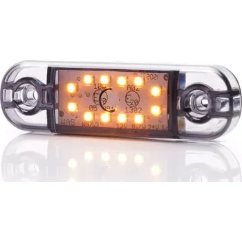 Přední světlomet LED poziční světlo Waś 12-24V, 12LED, průhledné dark- oranžové