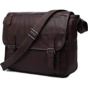 Hnědá kožená brašna Overly - Delton Bags