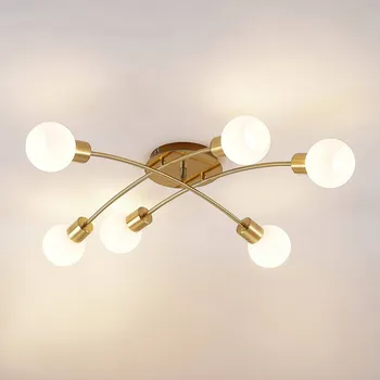 Lindby Agmar stropní svítidlo, mosaz, 6 zdrojů mosaz, bílá 6 x 4 W LED - Doprava zdarma