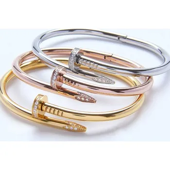 Náramek Prosperk Náramek hřebík ocelový s kamínky rose gold S3292