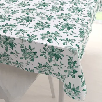 ubrus Teflonový obdélníkový ubrus TF-091 Zelené květiny na bílém 50x100 cm