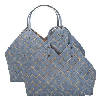 Cestovní taška Sada modrých proutěných tašek