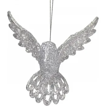 Vánoční dekorace Kolibřík na zavěšení 10x10,5x8 cm stříbrný