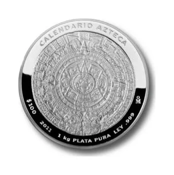 1 kilogram stříbrná mince Mexiko Azteken Kalender 2016
