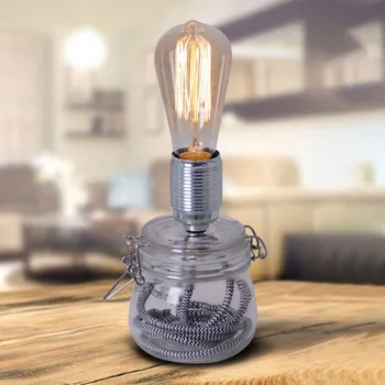 Lampička Näve Stolní lampa Max se skleněnou základnou - délka napájecího kabelu 145 cm průhledná, šedá 1 x 40 W - Doprava zdarma