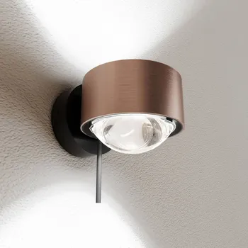 Lampička Top Light Puk! 80 Wall LED bodovka čočky čirá měď/černá - nástěnný držák - Ø 6,5 cm, rameno 2 cm; výška hlavy 3,8 cm kartáčovaná měď, černý 2 x 8 W LED - Doprava zdarma