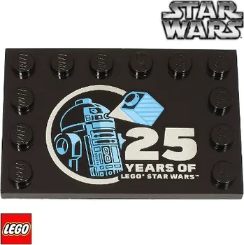 Stavebnice LEGO LEGO® Potištěné dílky LEGO Dlaždice 4x6 potištěná / Výroční podstavec '25 YEARS OF LEGO STAR WARS' 6180pb195