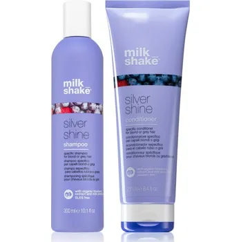Kosmetická sada milk_shake® Silver Shine šampon pro blond vlasy neutralizující žluté tóny 300 ml + kondicionér pro blond vlasy neutralizující žluté tóny 250 ml kosmetická sada