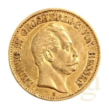 10 Mark zlatá mince Ludwig III Großherzog von Hessen