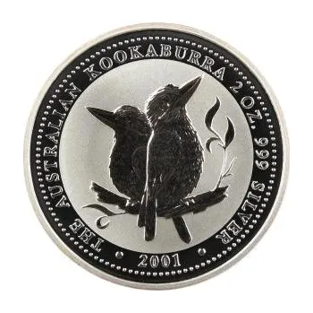 Sběratelství 2 unce stříbrná mince Austrálie Kookaburra 2001